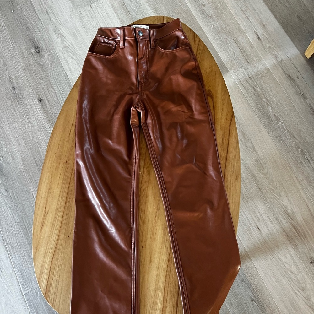 Brown Faux Leather Pants